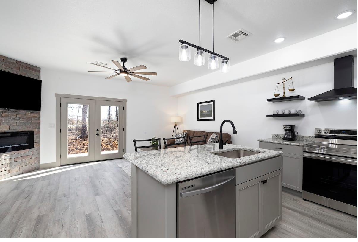 Kitchen — living & island view